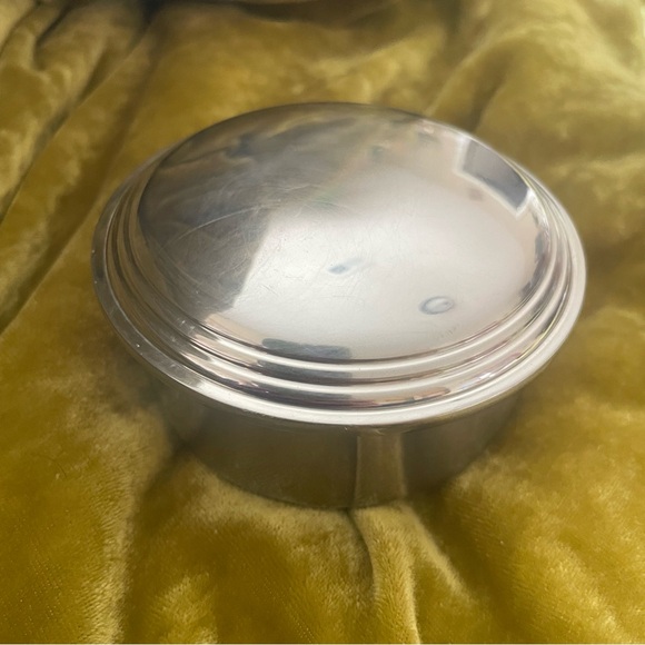 Vintage MCM Schroths Pewter Jewelry Box marked 20 chrome ring box trinket dish - Picture 8 of 9